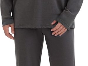 Mens Pajamas Set Comfy Pj Sets Long Sleeve Pajamas Cotton 2-Piece Loungewear Nightwear with Pockets