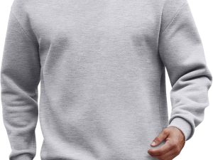 Men's Fleece Crewneck Sweatshirt Cotton Long Sleeve Pullover Casual Thermal Shirts