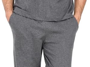 Mens 100% Cotton Pajamas Set Short Sleeve V-Neck Sleepwear Soft Loungewear Pjs with Pockets