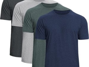 Men's Crew Neck T-Shirts 4-Pack - Soft Short Sleeve Basic Tees, Comfortable Classic Fit Jersey Shirts for Men