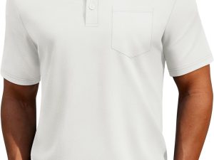 Polo Shirts for Men Cotton Pique Short Sleeve Golf Shirts with Pocket Classic Casual Moisture Wicking Polos