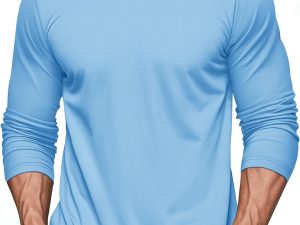 Men's Long Sleeve Shirts Cotton Crew Neck T Shirt Solid Casual Shirt Lightweight Work Tee Shirts